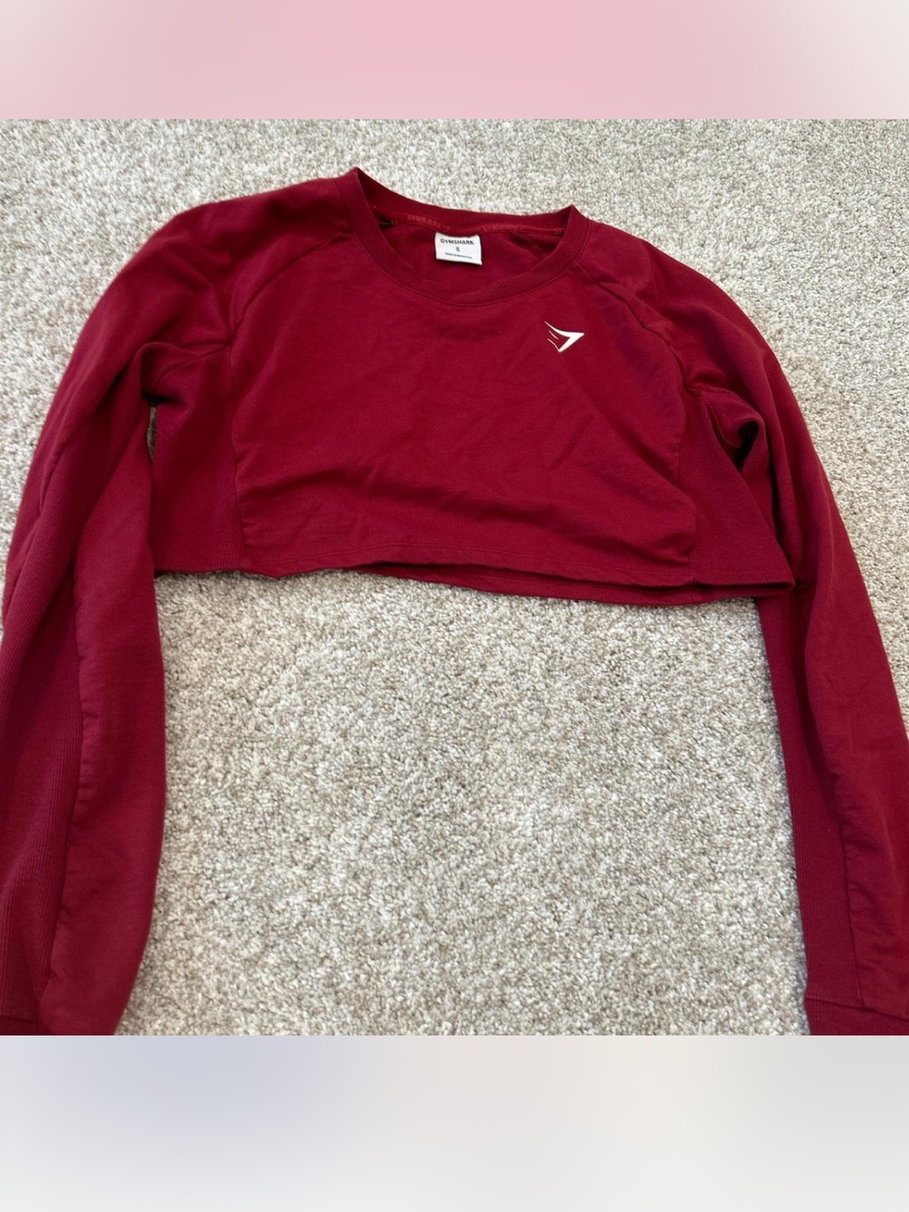 Gymshark Burgundy Cropped Long-Sleeve Athletic Top